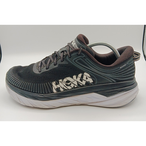 Hoka One One Bondi 7 Sneakers Men 11.5 Black Athletic Running Shoes Logo 1110518 - Picture 4 of 14